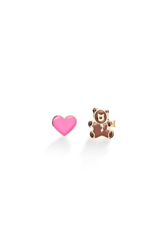Toys ♡ Orecchini Oro Giallo Cuore e Orsetto