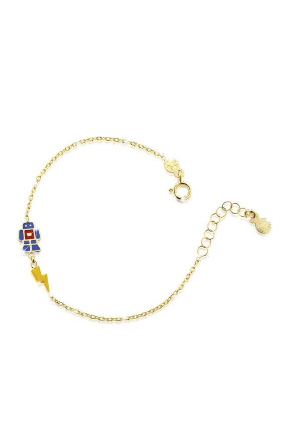 Toys Bracelet in yellow gold with robot and lightning