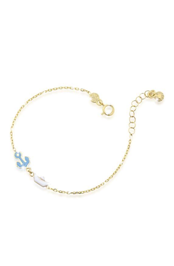 Toys Bracelet in yellow gold with anchor and boat
