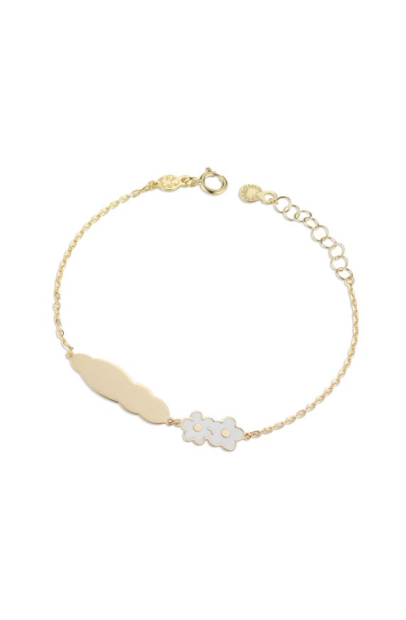 Toys Bracelet in yellow gold with flowers and cloud tag