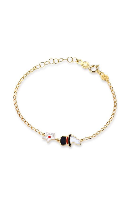 Bracciale Circo con coniglietto e stellina in oro giallo