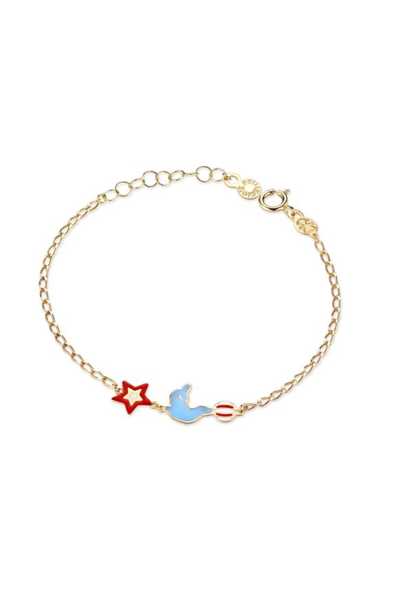 Bracciale Circo con foca e stellina in oro giallo