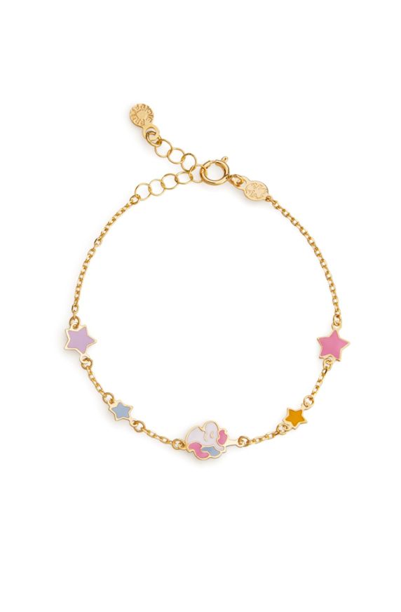 Toys Bracelet in yellow gold with unicorn and stars