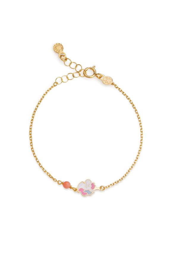 Bracciale Toys in oro giallo con unicorno e corallino 