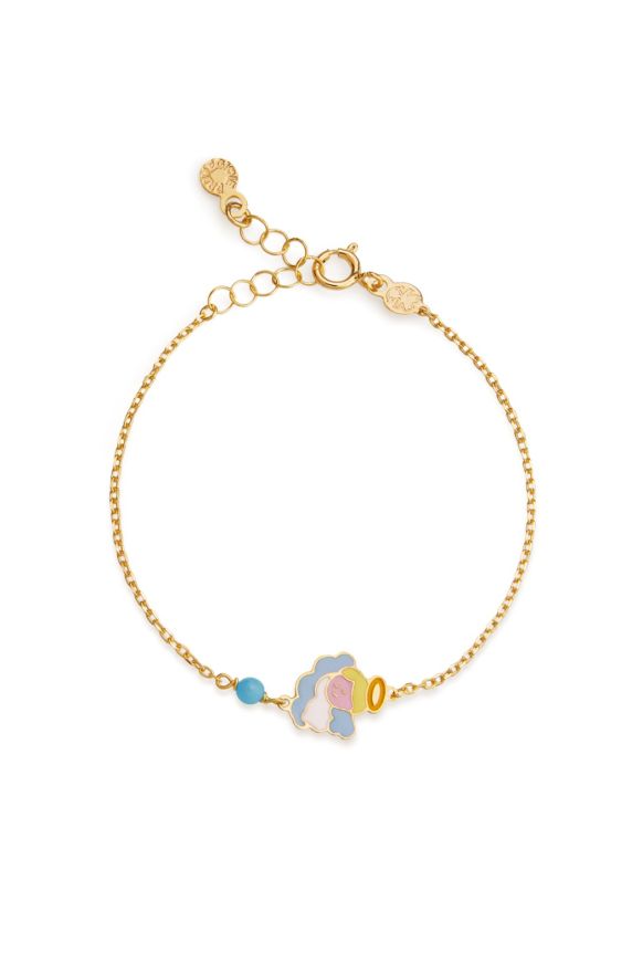 Proteggimi Bracelet in yellow gold with Angel and turquoise bead