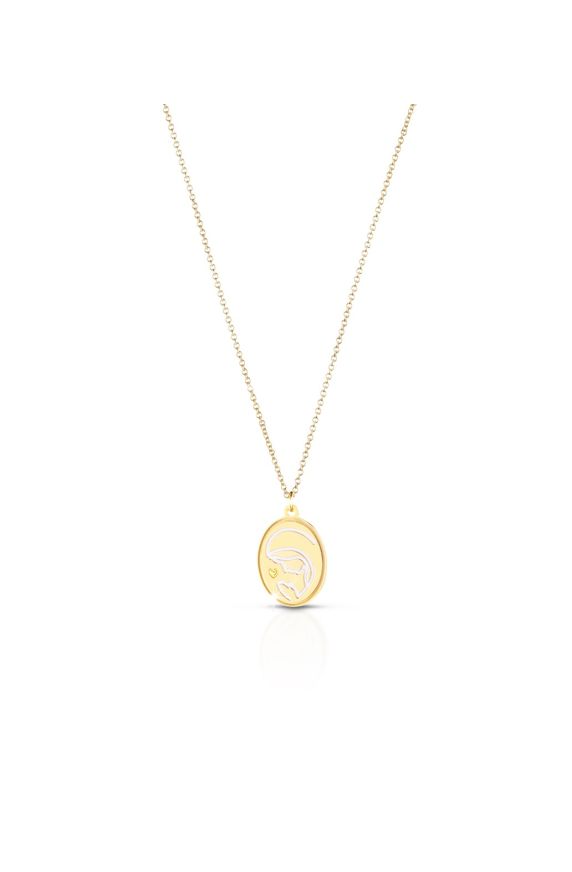 Proteggimi ♡ Yellow Gold Necklace with Virgin Mary and Heart pendant