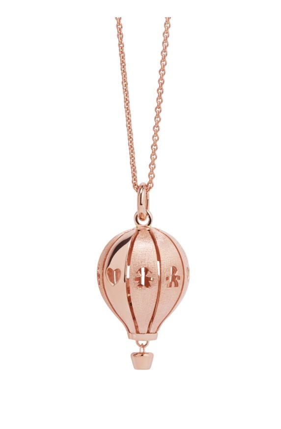 Ciondolo "Le Mongolfiere" in argento placcato oro rosa con finitura lucido/satinata, su collana in argento. 